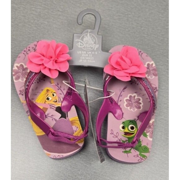 Disney Store Rapunzel & Pascal Flip Flops Girls Sandals 5/6 - Picture 1 of 6